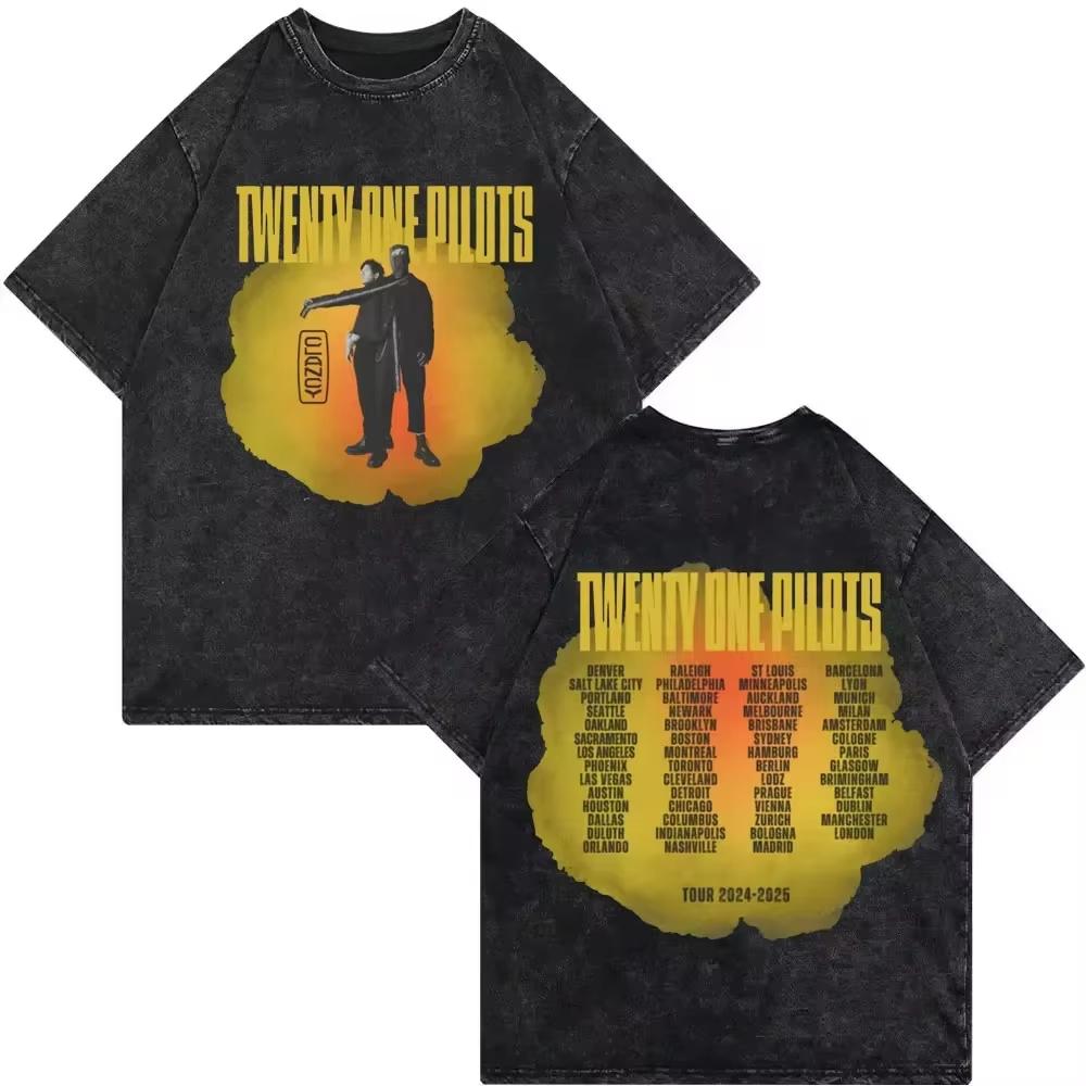

Twenty One Pilots Clancy Tour 2025 Футболка Чоловіки Жінки Мода Вінтажний Праний Футболки Повсякденний Вільний Чиста Бавовна Футболка 3XL