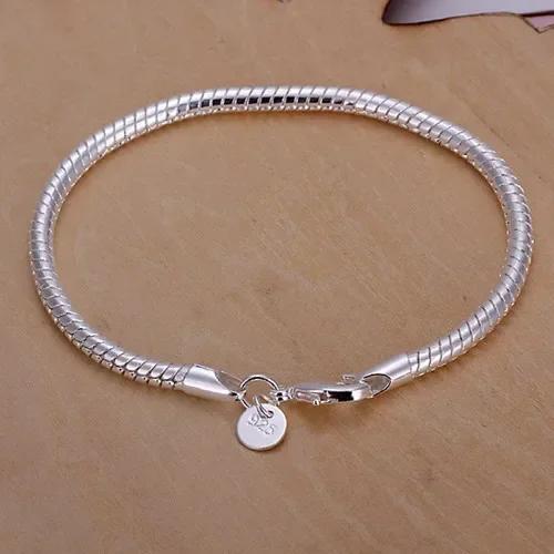 Fashion Charm 925 Silver Bracelet For Men Women Minimalist 4MM Twisted Rope Chain Bracelet Unisex Couple Jewelry Gifts