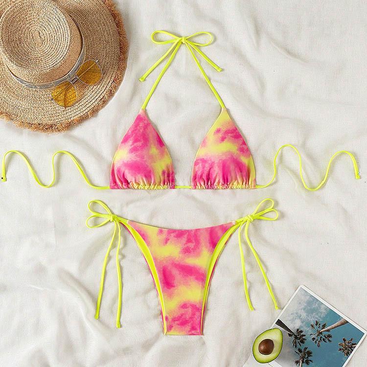 2025 Tie Dye Šněrovací Bikini Set Plážové Plavky Dámské Plavky Biquinis Tankini Femme Plavky