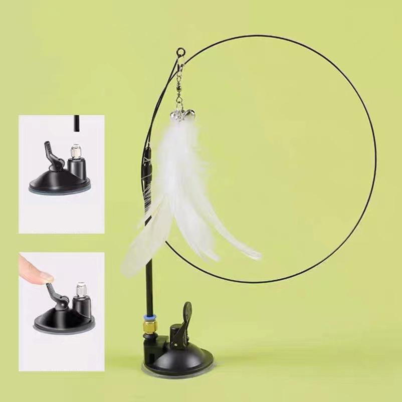 New Strong Suction Cup Cat Teaser with Bell Long Rod Detachable Cat Self-entertainment Toy
