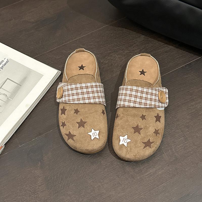 Birkenstocks Women'S Summer Outer Wear One-Pedal Flat Shoes Inner Heightening Bag Head Half Slippers Single Shoes