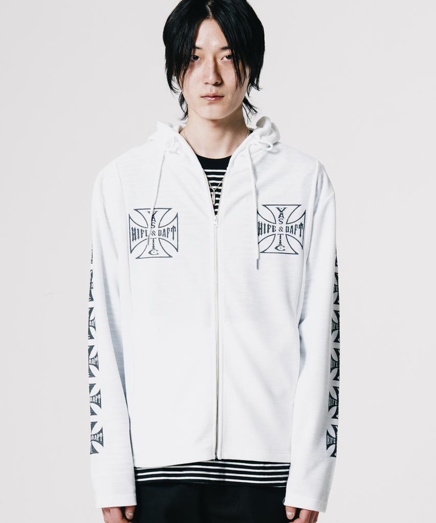 Vastic Cross Logo Zip-Up Hoodie_White