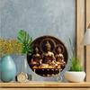 Wood Round Buddha Statue Themed Sign, Decor Sign, Cafe, Apartment, Restaurant, Living Room, Wall Decoration for Church Front Door Wall Hanging Decor