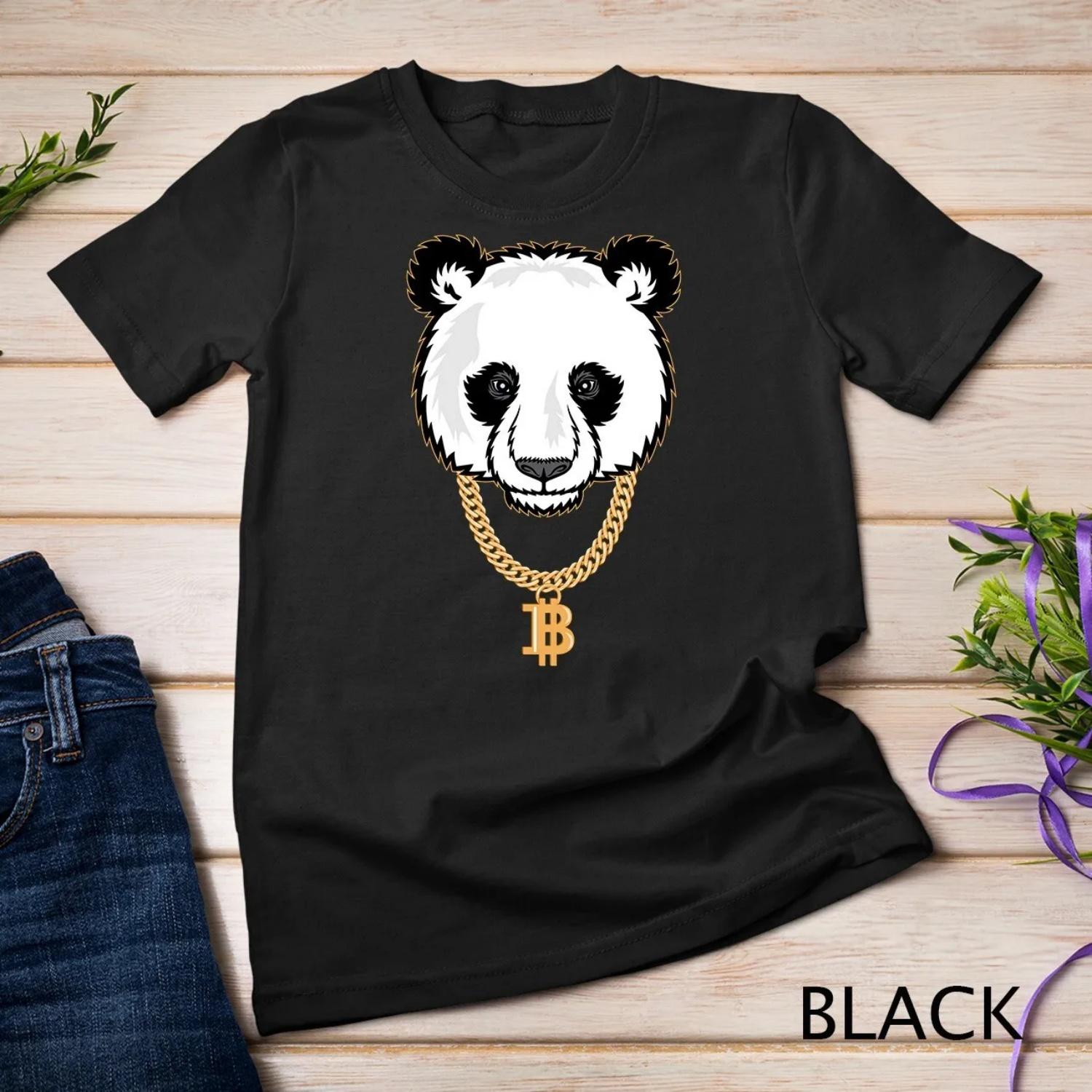 Funny Gangster Panda Bitcoin T Shirt Cryptocurrency S