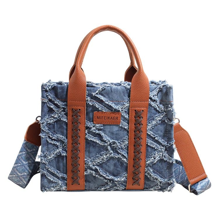 

Old Rough Edge Denim Tote Bag Women s Handbag