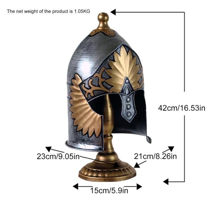 Ancient Greek Medieval Styles Helmets Sculpture with Base Historical Display Headpiece Ornament Home Office Desk Art