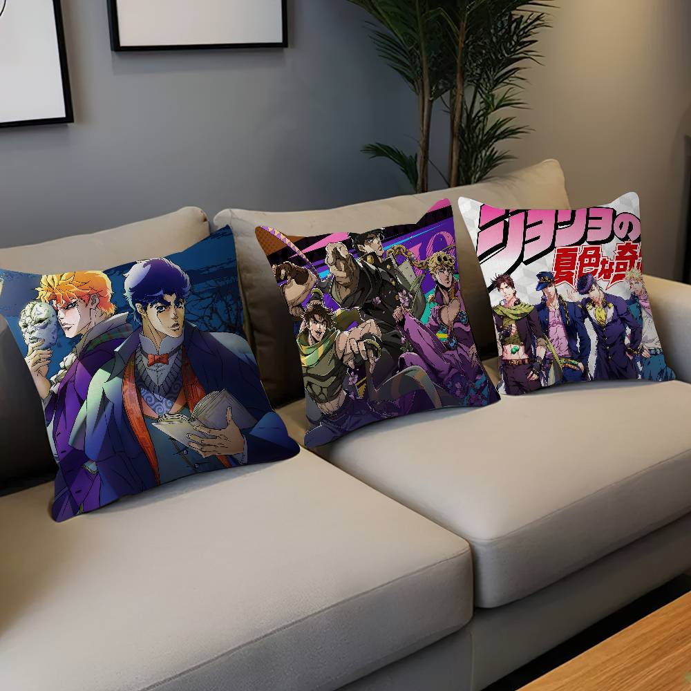 Anime J-Jojos B-Bizarre A-Adventure Cushion Cover Car Throw Pillow Case For Sofa Car Christmas Gift 40X40Cm 45X45Cm