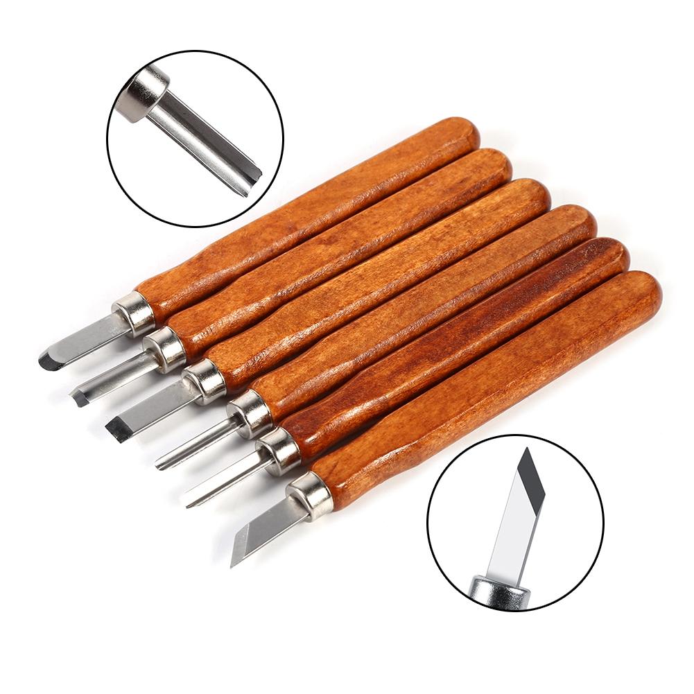 Wood Carving Tools Set Knife Mini Chisel Steel With Hand Handle for DIY Craft Kit 6PcsSet