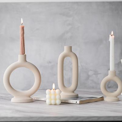 Hot-Selling Beige Plain-Fired Ceramic Candle Typhoon Nordic Home Decoration Desktop Ornament Festival Atmosphere Props