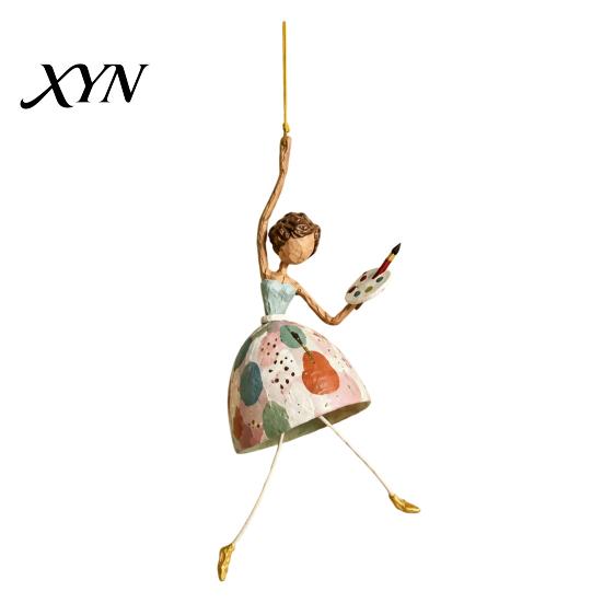 Handcrafted Metal Art Dancing Lady Hanging Ornament for Home Decor, Elegant Sculpture, Sculpture Creative Pendant Indoor Outdoor Window Porch
