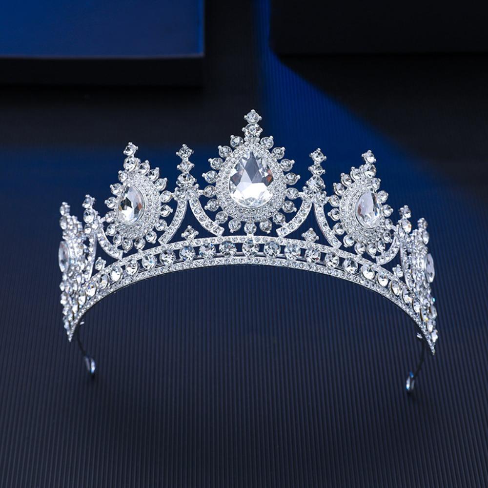 Multicolor Baroque Pageant Crown Luxury Wedding Crown Metal Queen Princess Tiara  Party Supplies