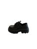 Women's Black Leather Lace-Up Round Toe Loafers - Thick Sole, Height Increasing, British Style (2025 Spring/Autumn/Winter)