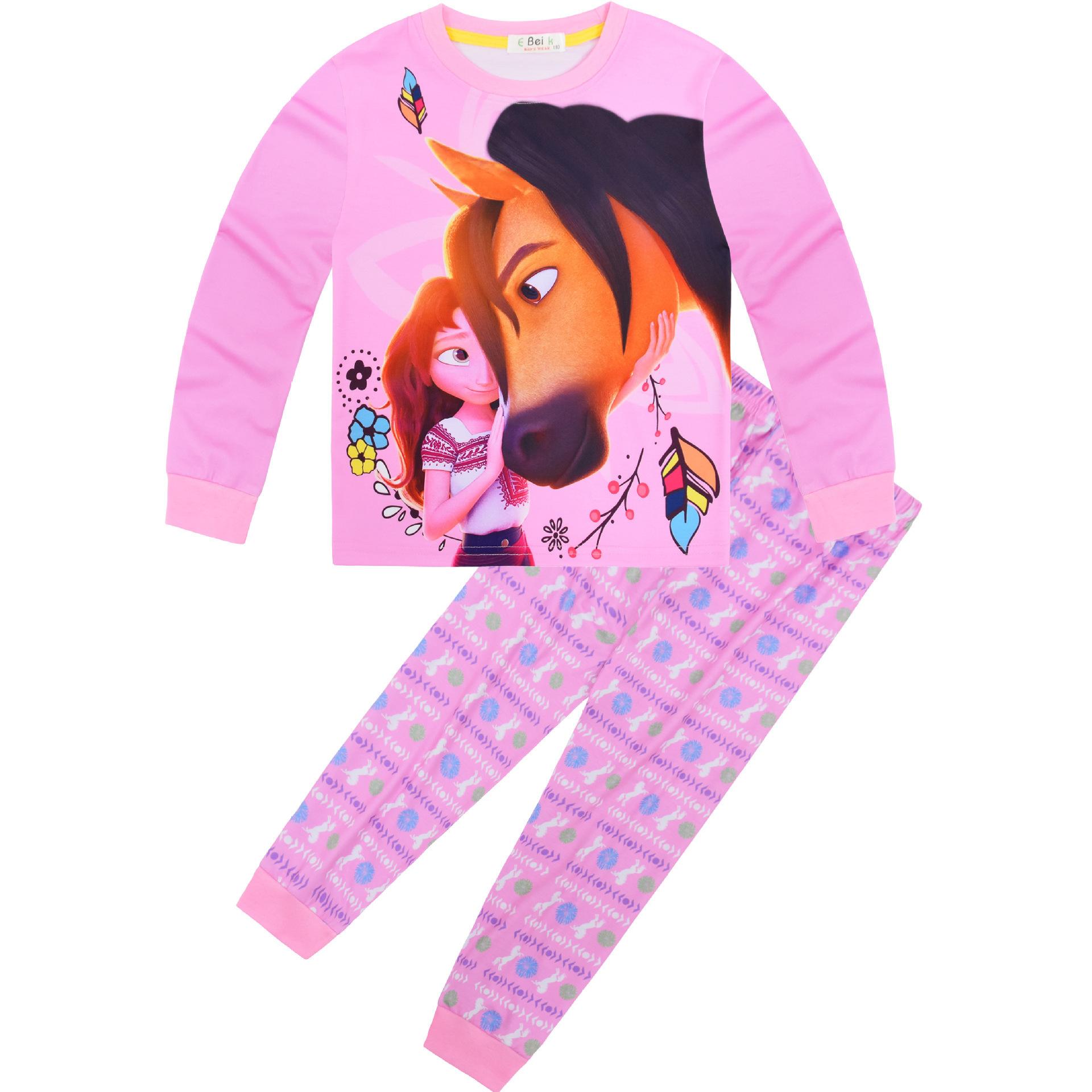 

Pony King Spirit Riding Free Children S Loungewear Pajamas Long-Sleeved Set Two-Piece Set 6015 100 розовый