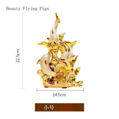 1 Ceramic Dolphin Ornament Living Room Gold Wine Cabinet Desktop Creative Home Decoration Crafts Room Decor Animal Model