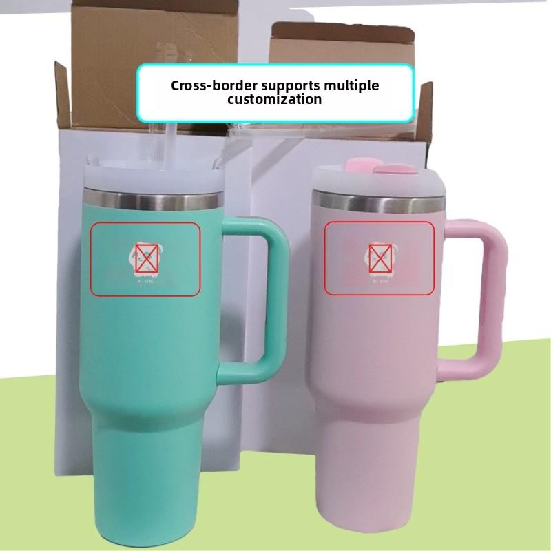 New Cross border 40oz Handle Cup Ice King Cup with Insulated and Cold Insulation Straw Coffee Cup Stainless Steel Insulated Cup