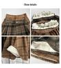 Korean Retro Plaid Woolen A-line Skirt for Women - High Waist Winter Long Skirt