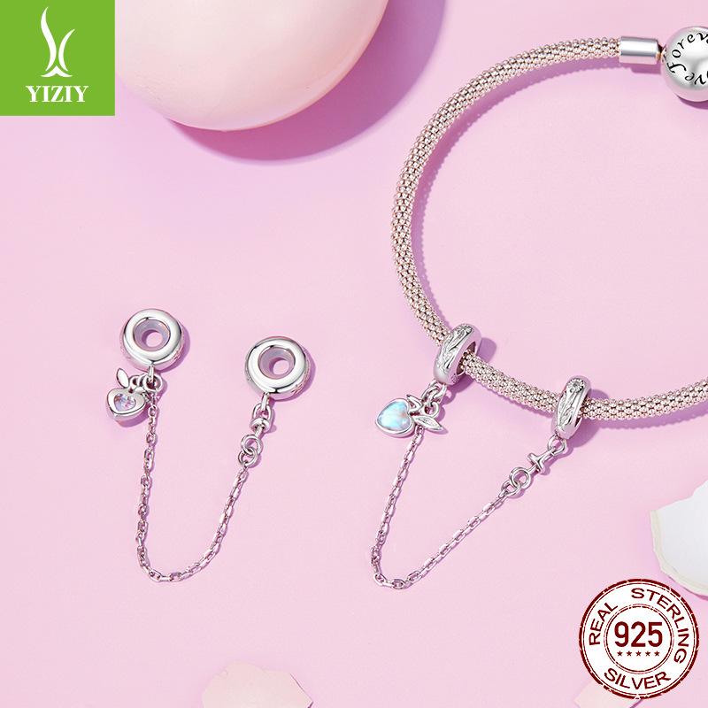 925 Silver Beads Easter Bunny Safety Chain Wind Personality Versatile Diy Bracelet Beaded Accessories