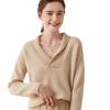 Temperament double-strand thickened pullover stacked V-neck sweater autumn and winter new high-end women's bottoming knitted sweater thick