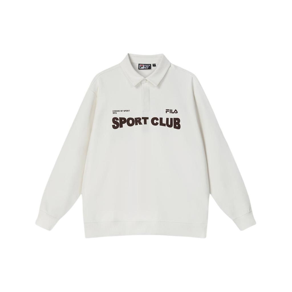 Fila Letter Print Casual Long Sleeve Polo Shirt Men Tops White F11M419207F-WT