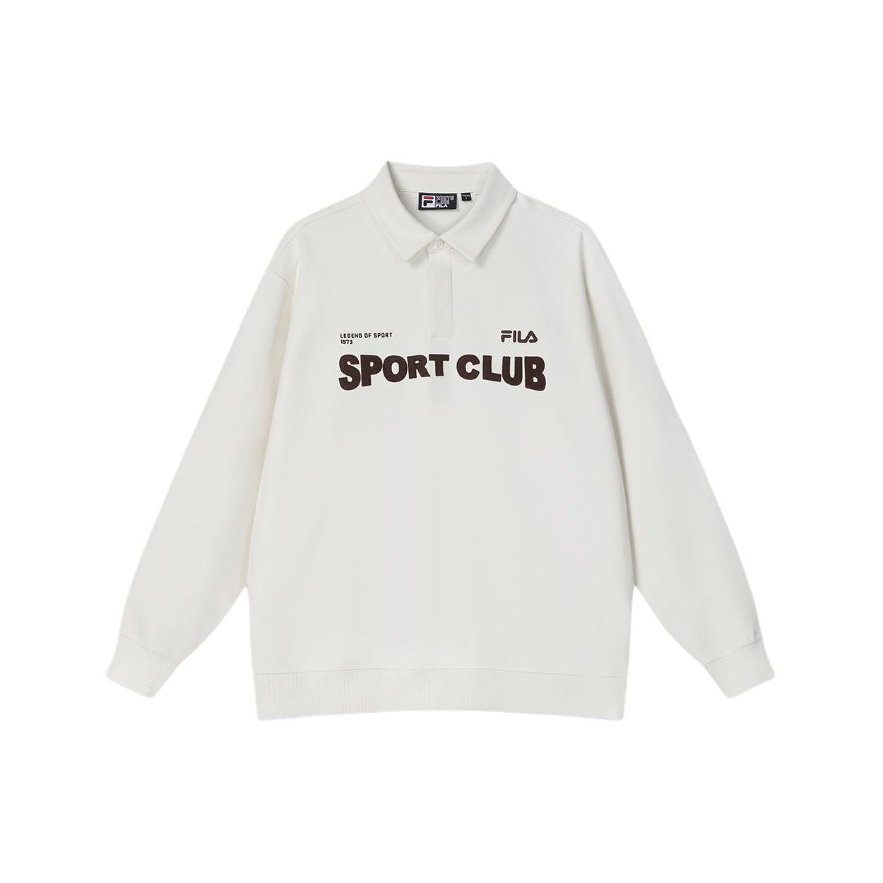 

FILA Letter Print Повседневная рубашка поло с длинным рукавом для мужчин, белые F11M419207F-WT M