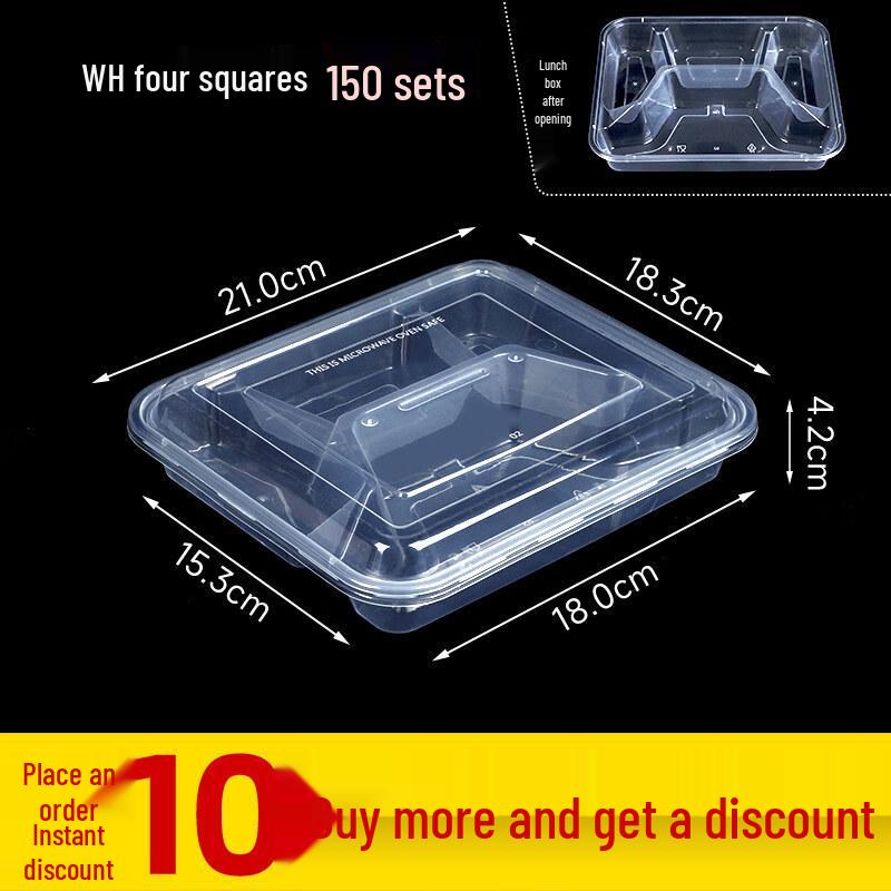 ZISIZ Disposable Transparent Plastic Lunch Box