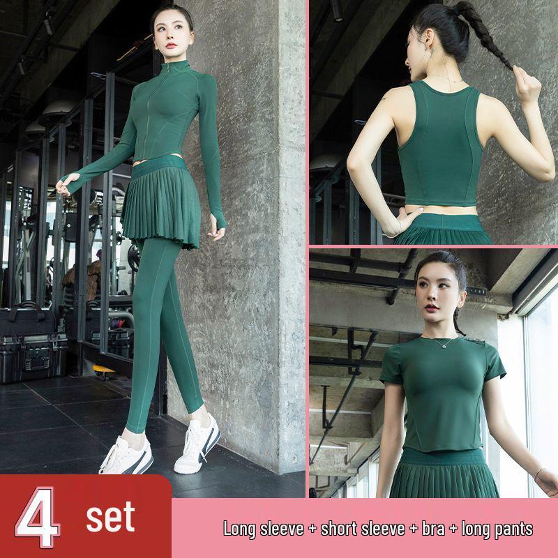 Women's Pleated Skirt & Jacket Quick-Dry Yoga Set