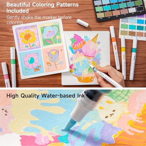 Shuttle Art Acrylic Markers, 36-Color Set, Direct-Fill Brush Tip, Water-Based, Waterproof, Quick-Drying, Light-Resistant, Acrylic Paints for Stone, Wo