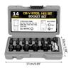 14Pcs 1/2 Inch Drive Key Sockets Hexagon Bit Socket Set For Ratchet 3mm-24mm