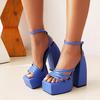 Square Toe 2025 New Woman Platform Sandals Shoes Hoof Heels High Platform Summer Sexy Elegant Fashion Woman Heels Shoes Sandals
