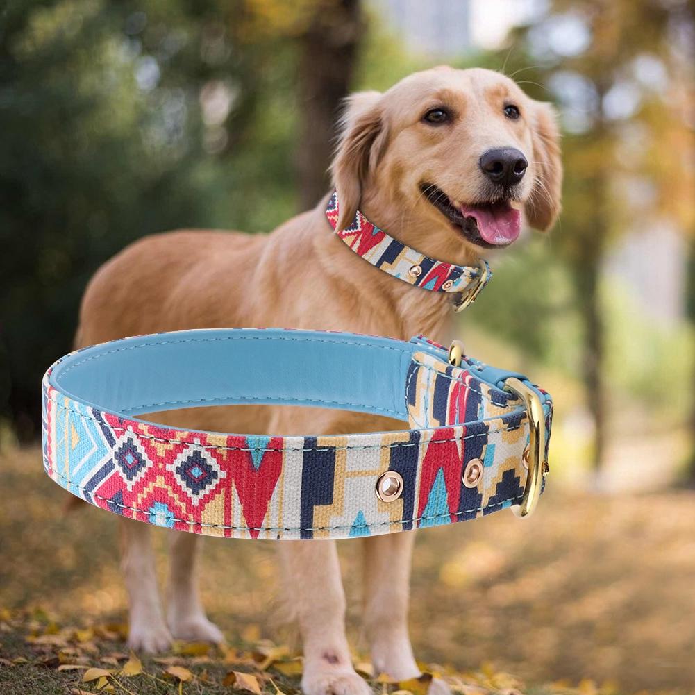Soft Printing Pet Dog Cat Collar Strap Band Buckle Dog Training Collar (Blue S)