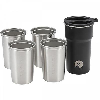 Captain Stag Outdoor Cup Cup Tumbler Hd Cup Set 4+1 4 Inner Cups  1 Outer Cup Capacity  280 Ml  480 Ml  Stacking Stainless Steel  Ue 3639