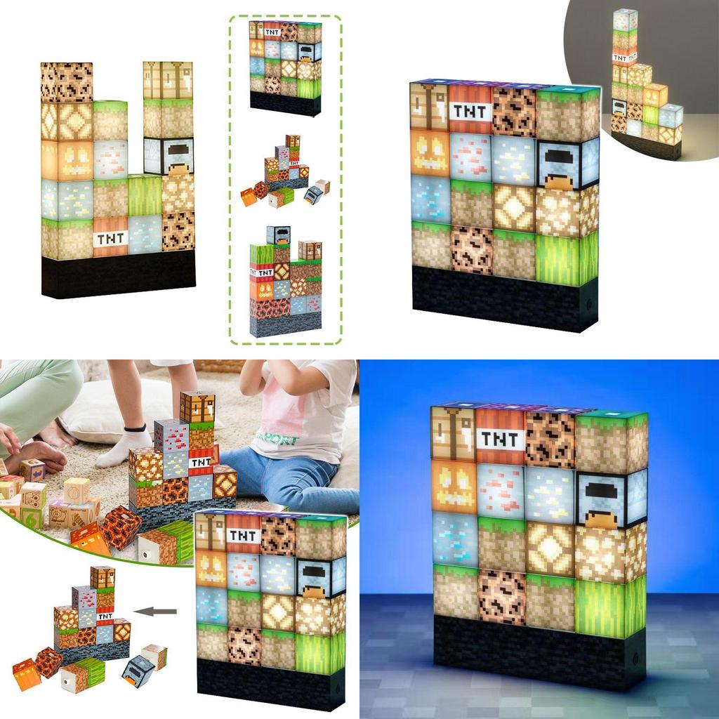 Night Stitching Minecraft Light Lamp Usb Power Decor Building Block Diy Stacking
