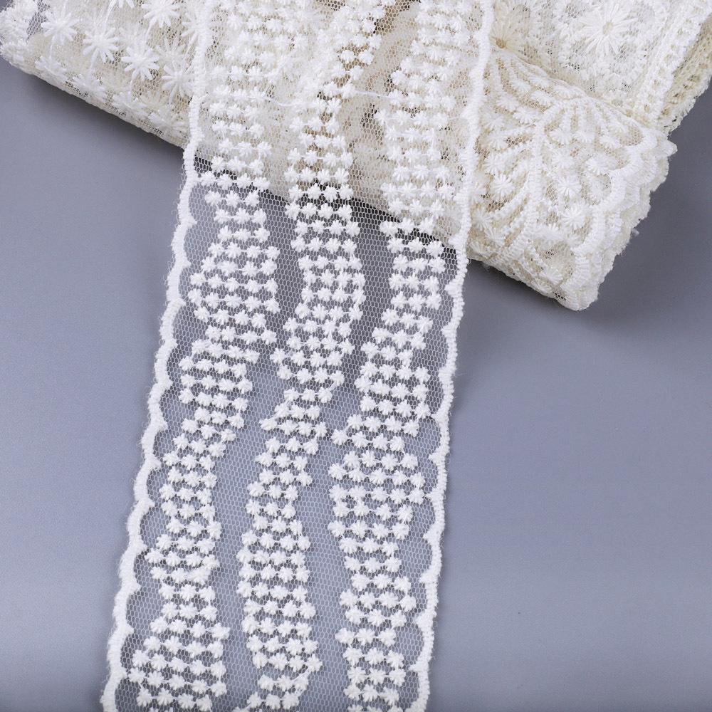 

2 ярда бежевая сетчатая марля вышивка кружево ткань для DIY одежды свадебное украшение