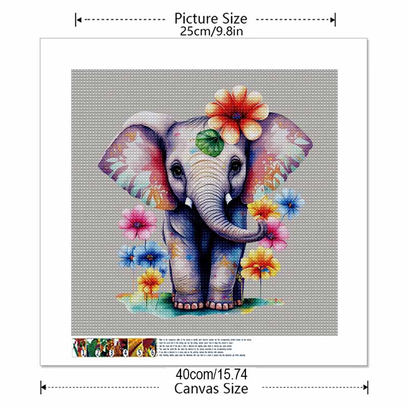 New Arrival 5D DIY Full Circle Diamond Painting "Colorful Flower Elephant" Embroidery Cross Stitch Home Decor Gift