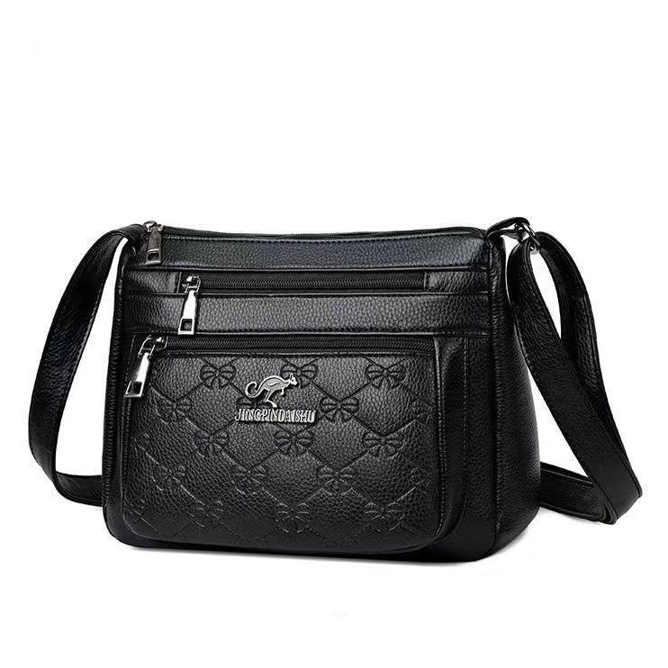 1Pc Middle-aged Women's Bag Mother Bag PU Bag Women's Middle-aged and Elderly Shoulder Messenger Bag Mother-in-law Bag