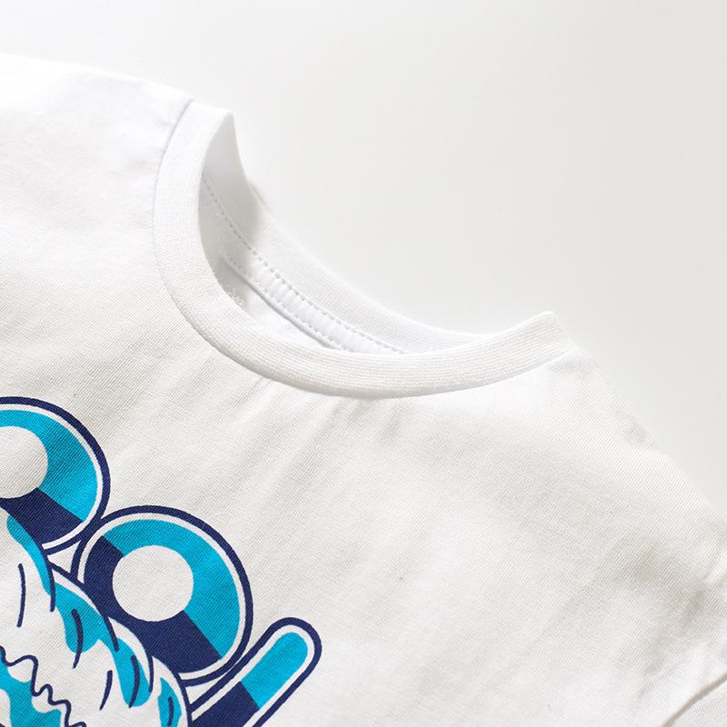 Lockere und süße Cartoon-T-Shirt-Shorts für Jungen mit Rundhalsausschnitt für Kinder
