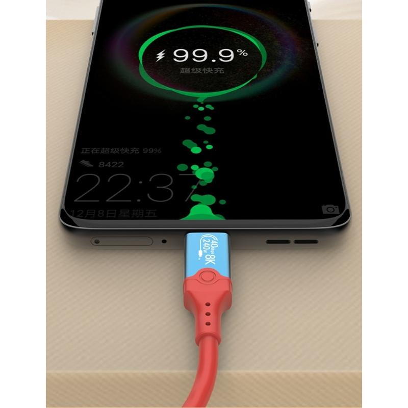 USB4 Cable 40Gbps USB C To USB C 240W Fast Charging Display Cable Support 8K@60Hz 40Gbps Data Cable for Smartphone