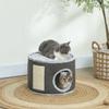 Cat Cave, 2 Levels, Cat House, Plush, Cushion, Sisal Scratching Board, Diameter 40 X 30H Cm, Dark Grey