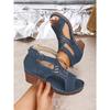 Women's Coarse Heel Sandals, High-heeled Hollow Shoes, Breathable and Comfortable Fishmouth Sandals