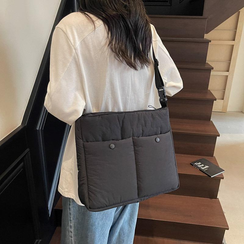 New Cotton-filled Women's Messenger Bag Trendy Texture Cotton Clothing Bag Women's Large-capacity Commuter Shoulder Bag