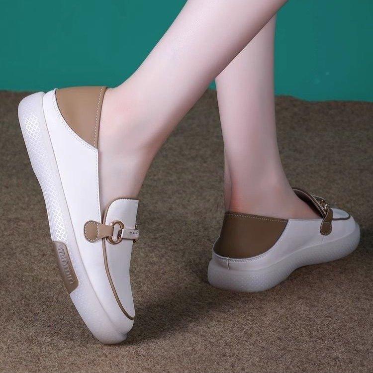 Popular one-pedal women's single shoes spring 2025 new little white shoes women's popular soft-soled flat-soled casual loafers