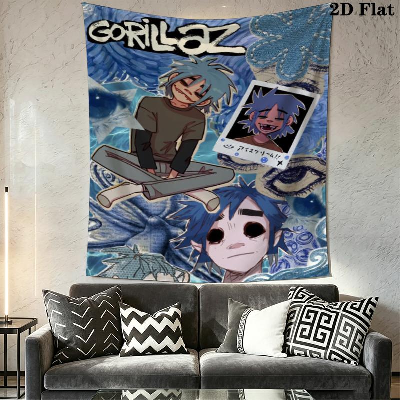 Gorillaz Wall Tapestry Aesthetic Wall Hanging Printed Fabric Blanket Decorative Tapestries for Bedroom Living Room Home Decor