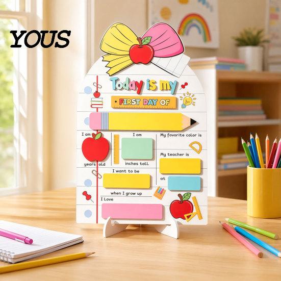 Reusable School Board Personalized First Day of Wooden Sign, Erasable Back to Sign Board, Cute Classroom Decor, Keepsake Memory Tracker