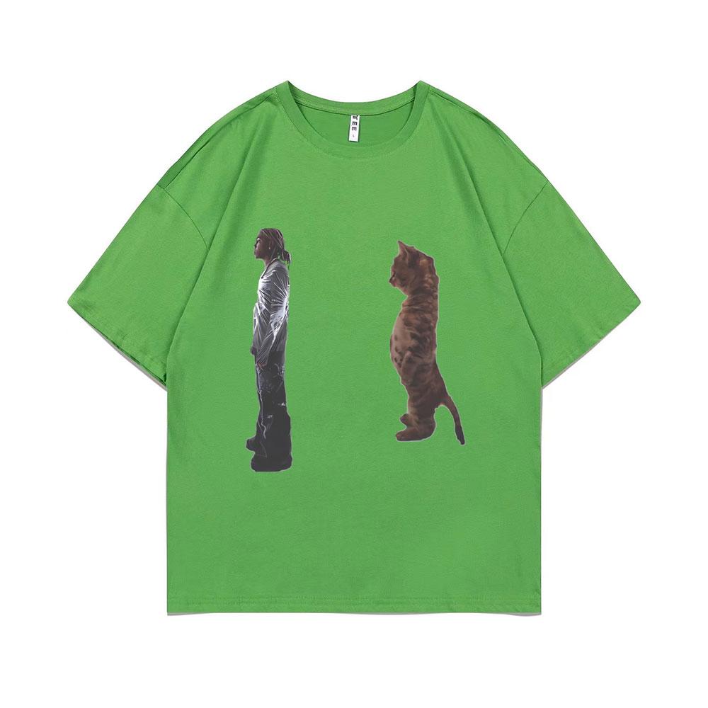 Funny Destroy Lonely Standing Cat Graphic T Shirt Men Women Oversized Pure Cotton T-shirts Opium Playboi Carti Ken Carson Tshirt