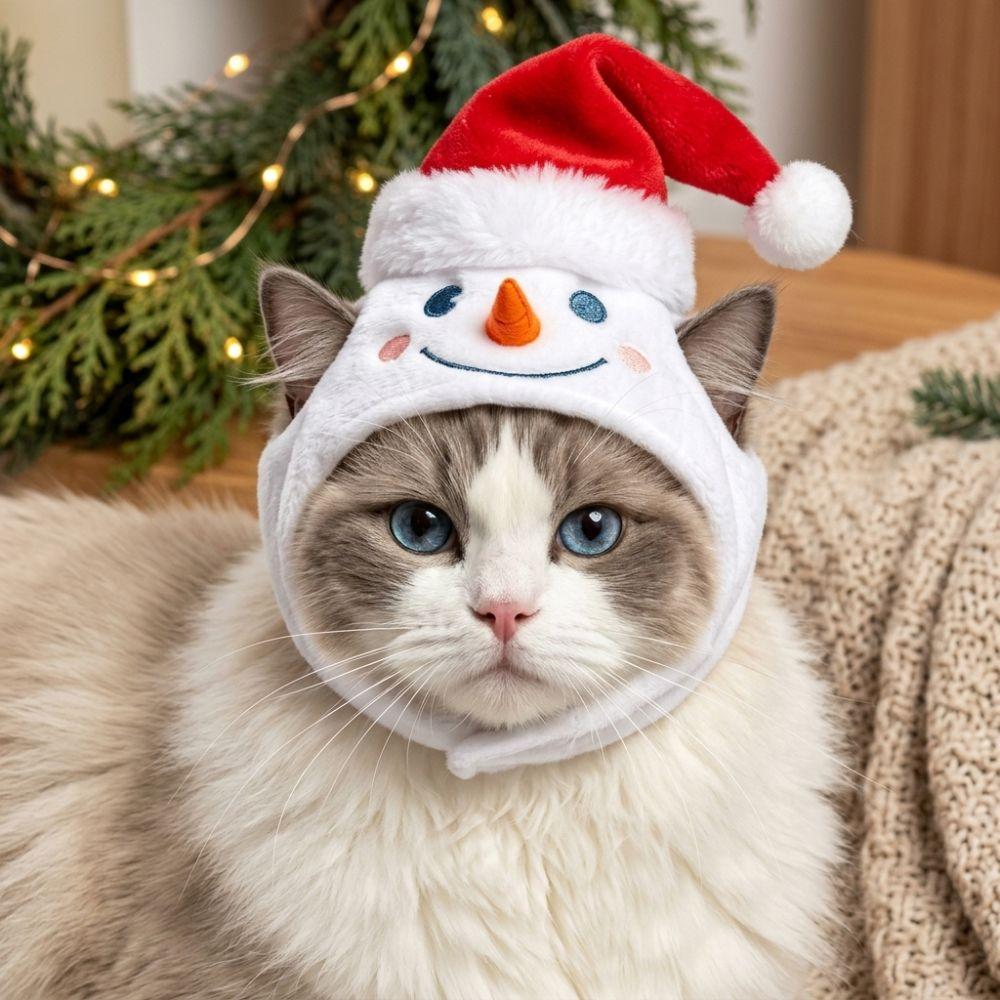 Soft Plush Dog Xmas Plush Hat Skin Friendly Cat Costume Headwear Home Holiday