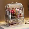 Clear Cosmetics Storage Box with Lid and Handle Lipstick Holder Makeup Storage Rack  Dressing Table