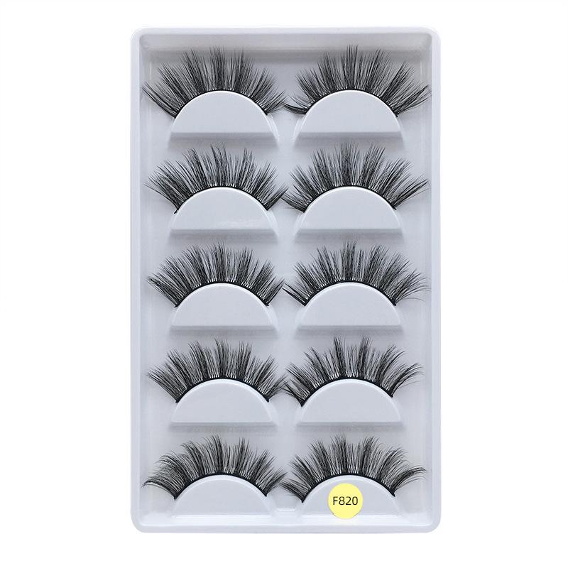 

European & American Style Mink Fur False Eyelashes Set - 5 Pairs, Thick & Curled, Multi-Style Options Standard