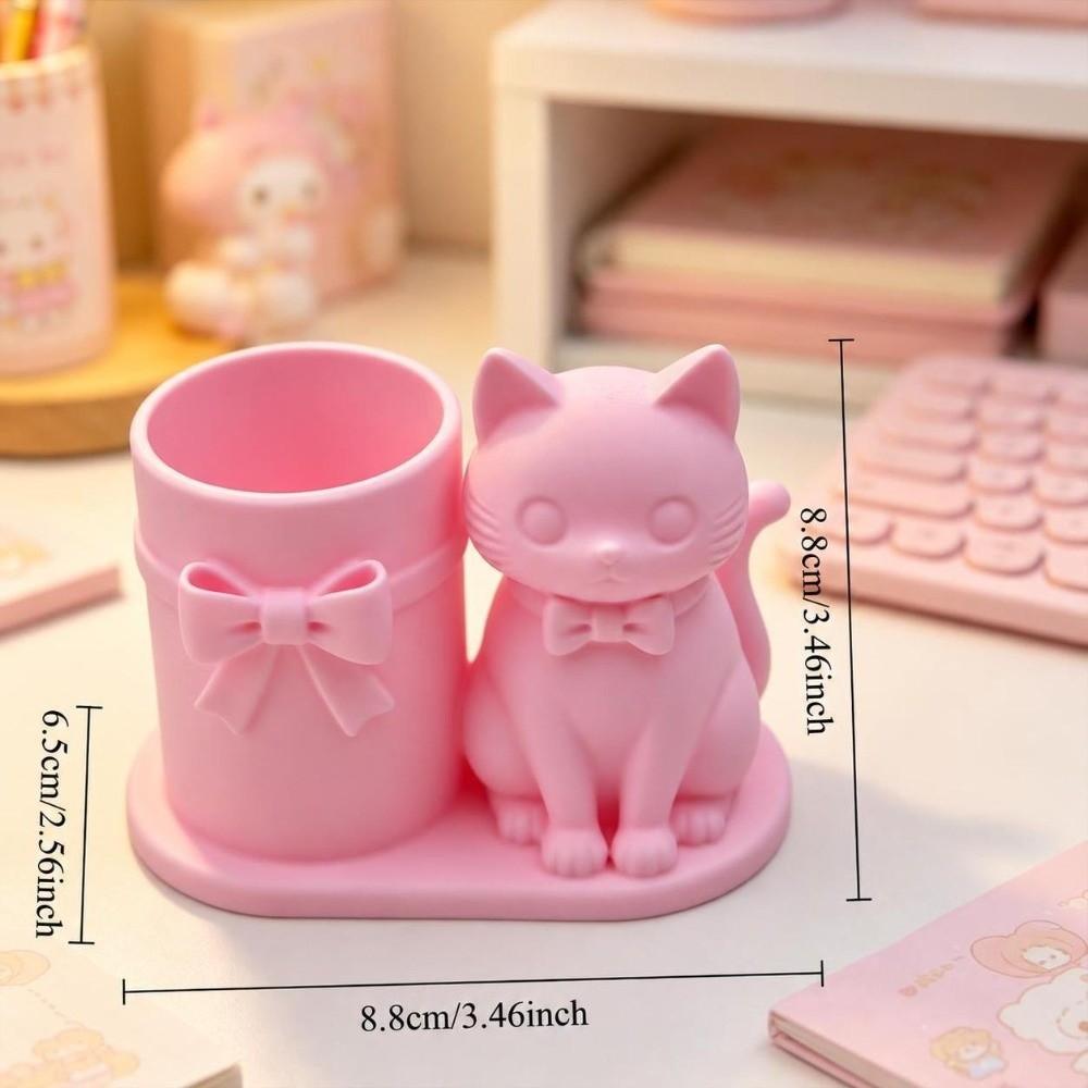 Cat Shaped Pencil Cup 3D Printed Desktop Stationery Organizer Makeup Brush Organizer Office Desk