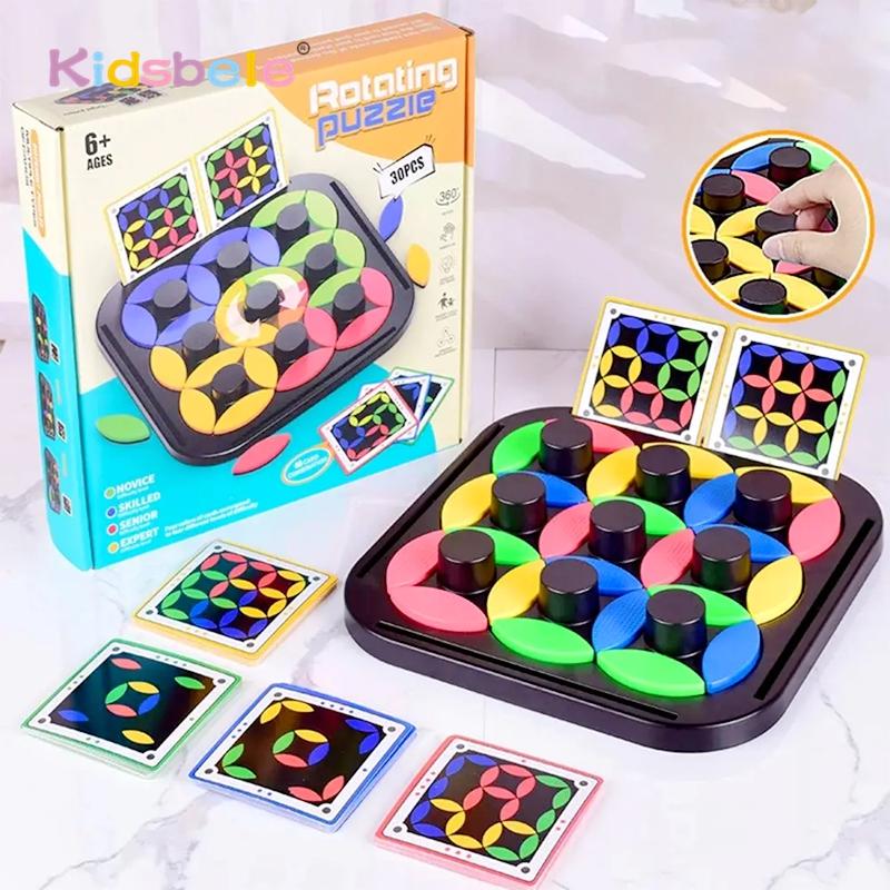 Kids Early Logical Rotating Desktop Game Brain Teaser Toy With Cards Stress Relief Spin Puzzle Game Montessori Learning Toys