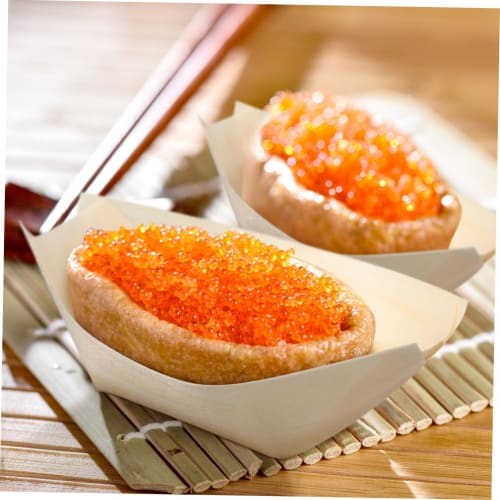 NUOLUX Disposable Wooden Takoyaki Boat Plates, 3-inch (8.5x6x3cm), Pack of 100, Wooden Boats, Sushi Plates, Trays, Boats, Takoyaki Boat Plates for Hom